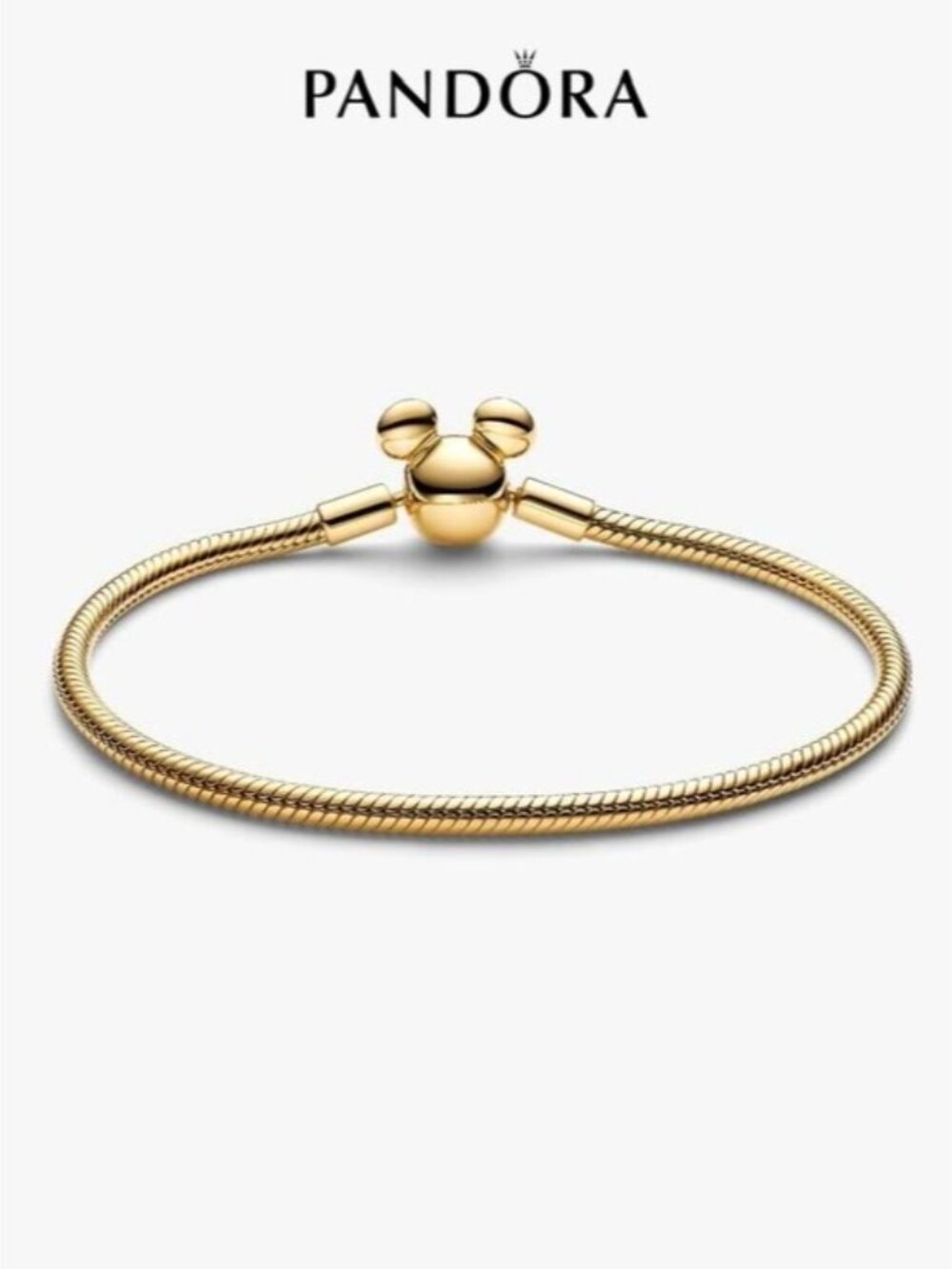 🌸✨🌸 Pandora Disney Mickey Mouse Clasp Moments Snake Chain Bracelet - Picture 2 of 3